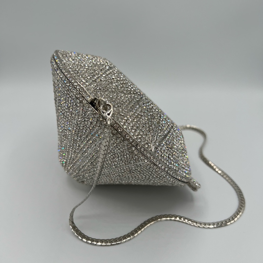 Diamond-shaped Silver Crystal Evening Bag